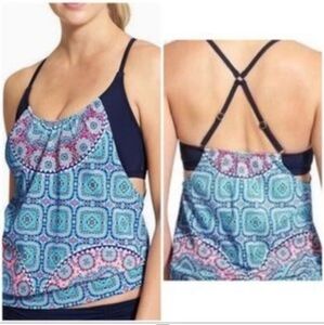 Athleta Fiji Blousy Bra Sized Tankini Top 34DD